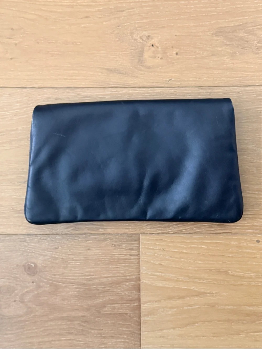VTG Lewis Leather Foldover Pop Up Clutch Bag 60s 70s Squeeze Frame Black MCM